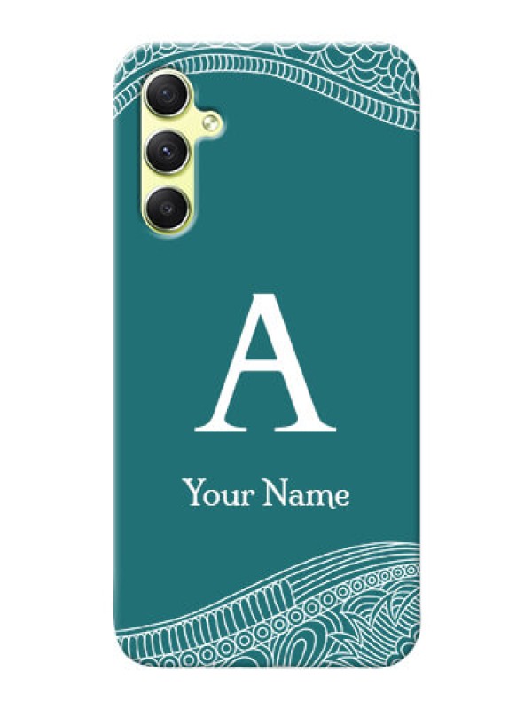 Custom Galaxy A34 5G Mobile Back Covers: line art pattern with custom name Design