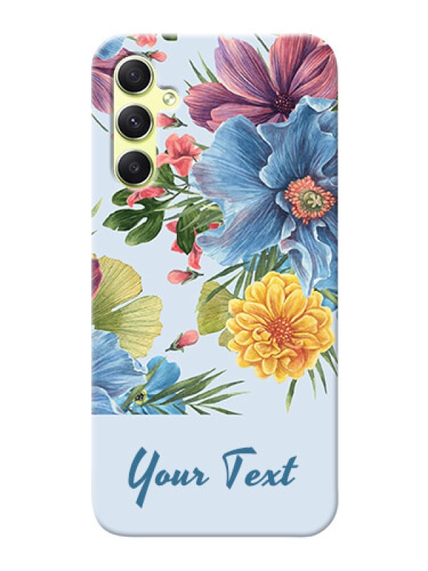 Custom Galaxy A34 5G Custom Phone Cases: Stunning Watercolored Flowers Painting Design