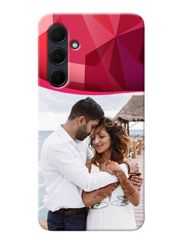 Custom Galaxy A35 5G custom mobile back covers: Red Abstract Design