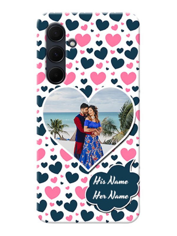 Custom Galaxy A35 5G Mobile Covers Online: Pink & Blue Heart Design