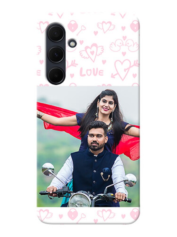 Custom Galaxy A35 5G personalized phone covers: Pink Flying Heart Design