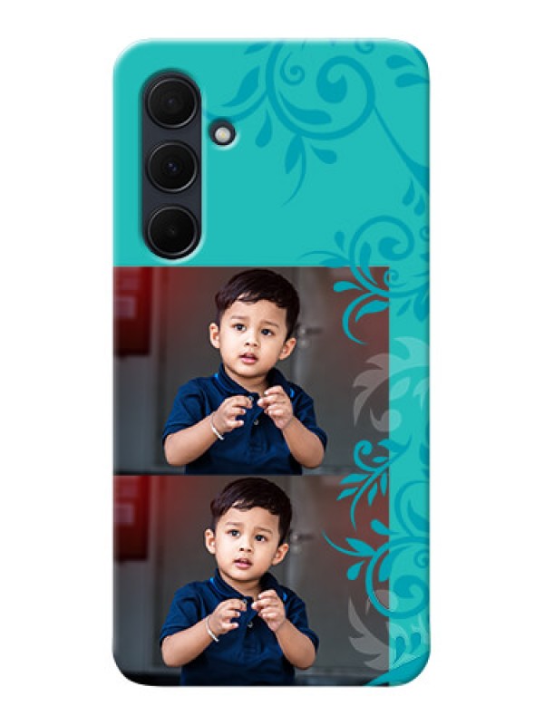 Custom Galaxy A35 5G Mobile Cases with Photo and Green Floral Design