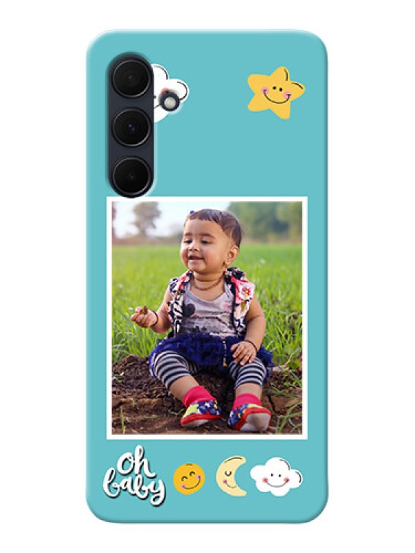 Custom Galaxy A35 5G Personalised Phone Cases: Smiley Kids Stars Design