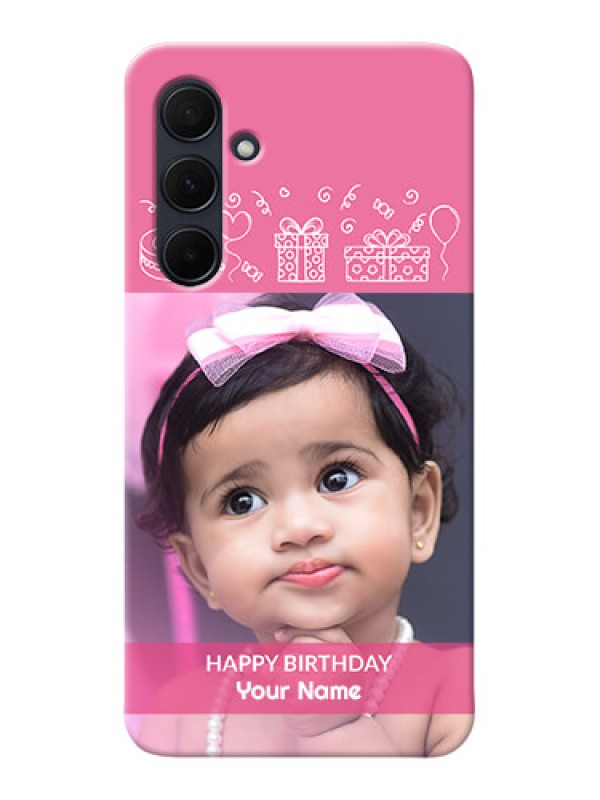 Custom Galaxy A35 5G Custom Mobile Cover with Birthday Line Art Design