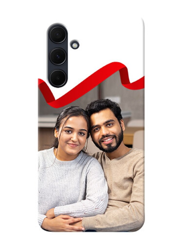 Custom Galaxy A35 5G custom phone cases: Red Ribbon Frame Design