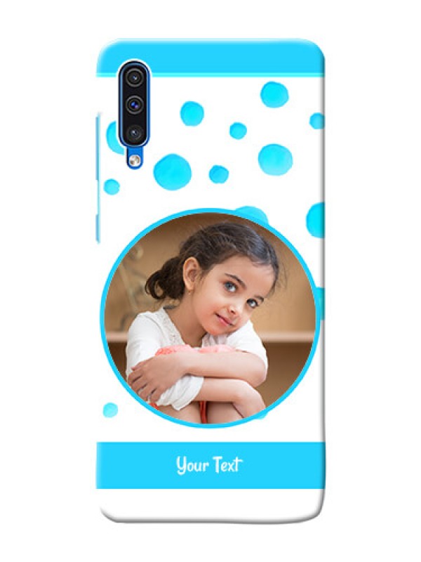 Custom Galaxy A50 Custom Phone Covers: Blue Bubbles Pattern Design