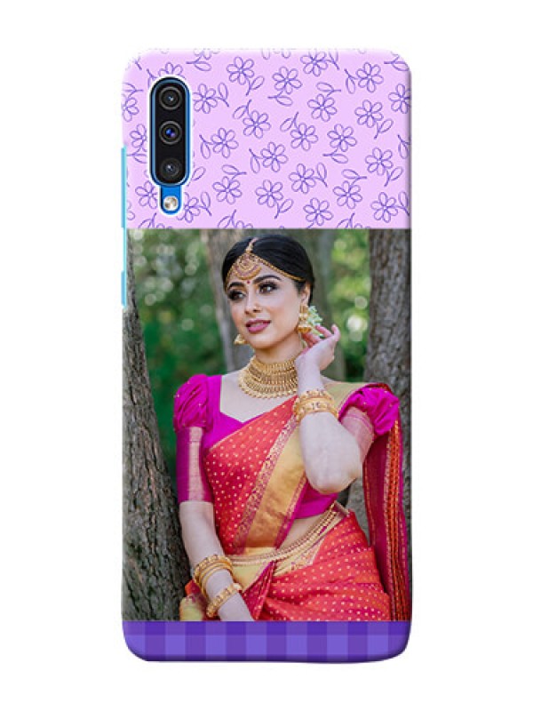 Custom Galaxy A50 Mobile Cases: Purple Floral Design