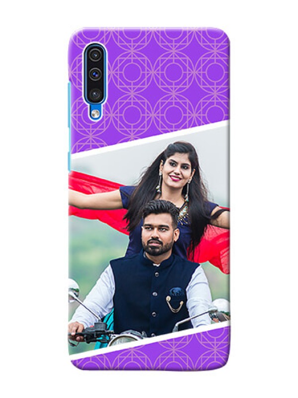 Custom Galaxy A50 mobile back covers online: violet Pattern Design