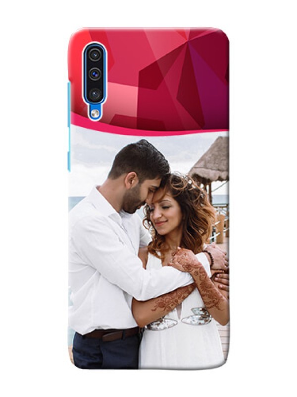Custom Galaxy A50 custom mobile back covers: Red Abstract Design