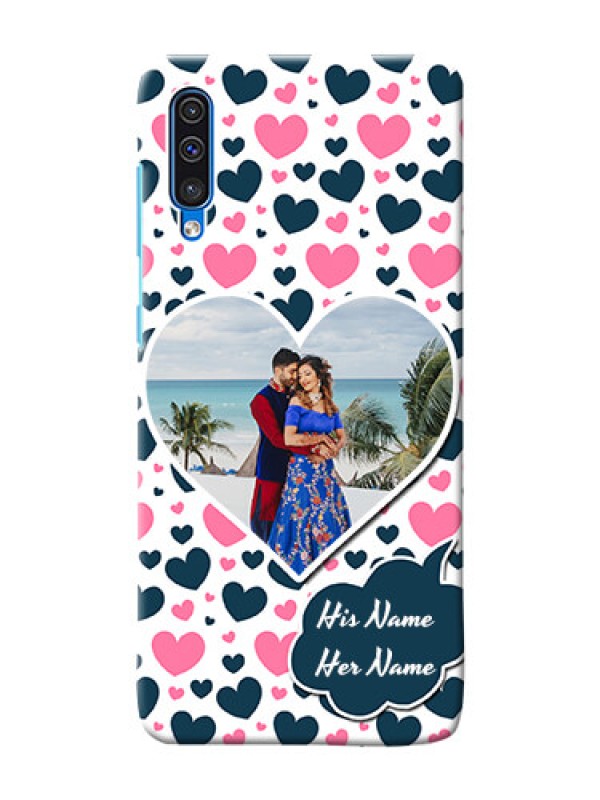 Custom Galaxy A50 Mobile Covers Online: Pink & Blue Heart Design