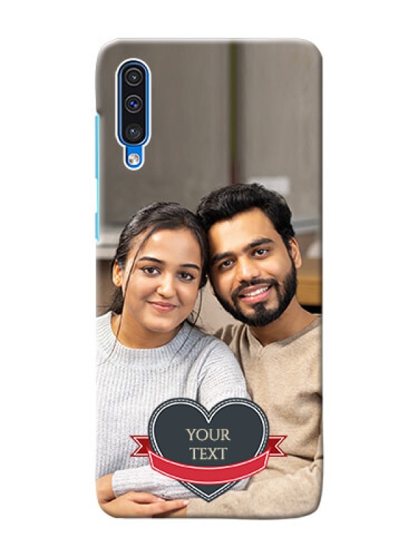 Custom Galaxy A50 mobile back covers online: Just Married Couple Design