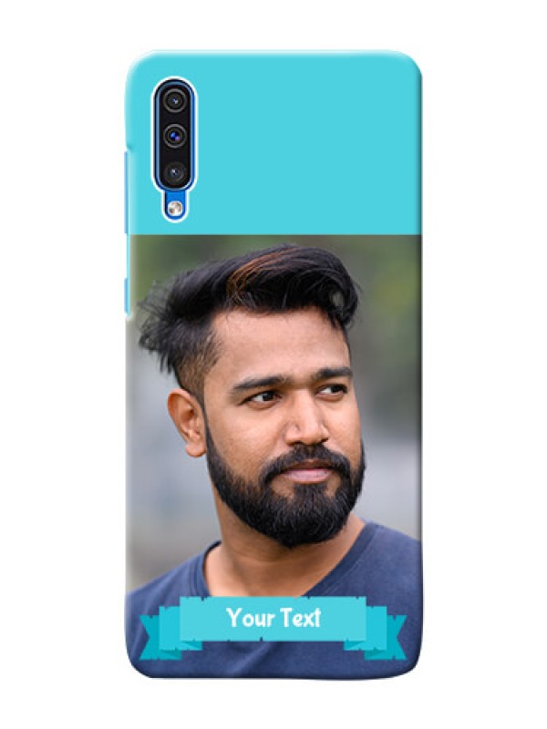 Custom Galaxy A50 Personalized Mobile Covers: Simple Blue Color Design