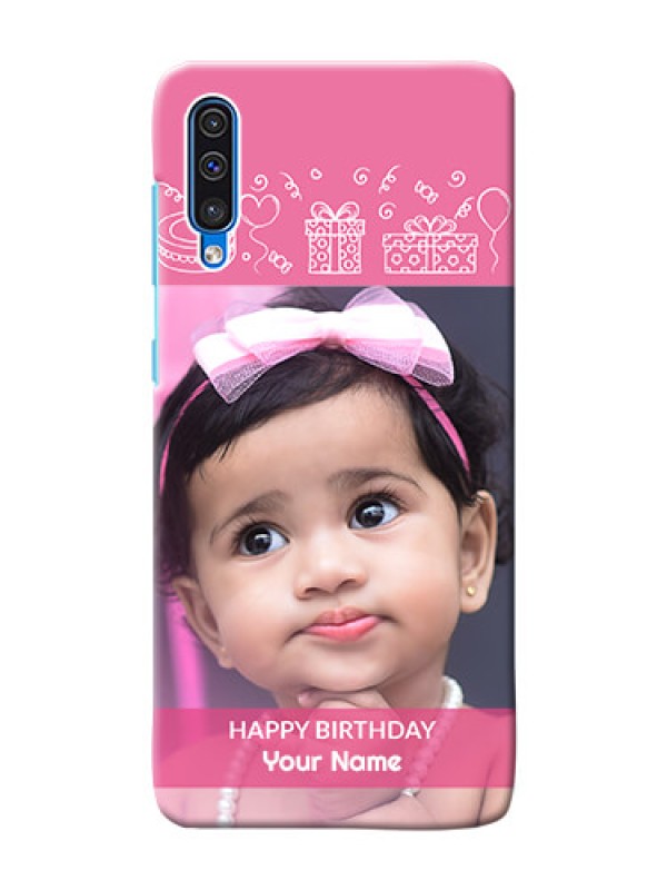 Custom Galaxy A50 Custom Mobile Cover with Birthday Line Art Design