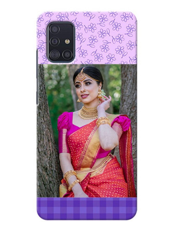 Custom Galaxy A51 Mobile Cases: Purple Floral Design