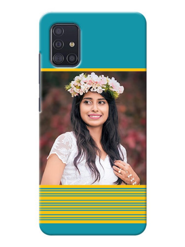 Custom Galaxy A51 personalized phone covers: Yellow & Blue Design 