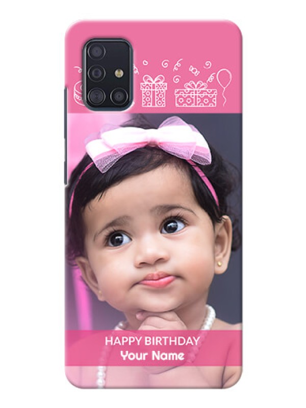 Custom Galaxy A51 Custom Mobile Cover with Birthday Line Art Design