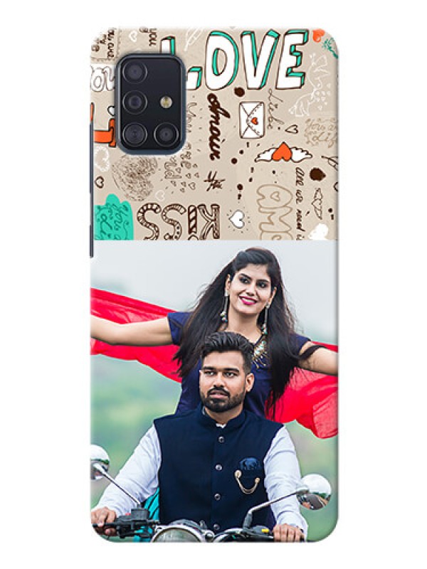Custom Galaxy A51 Personalised mobile covers: Love Doodle Pattern 