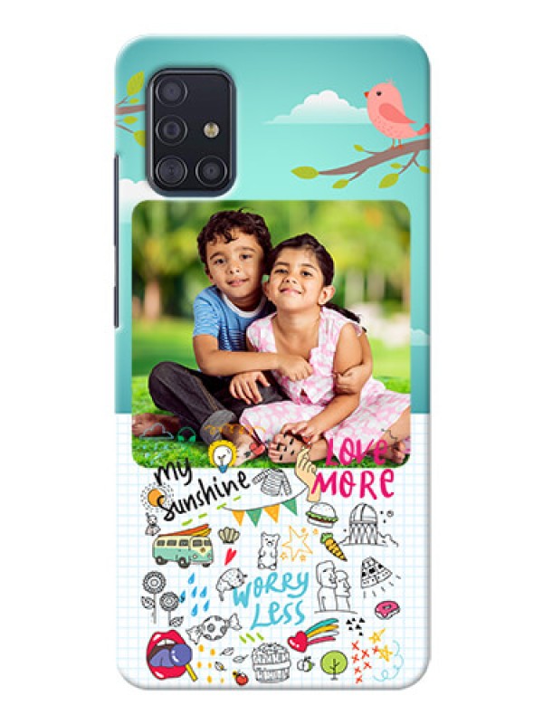 Custom Galaxy A51 phone cases online: Doodle love Design