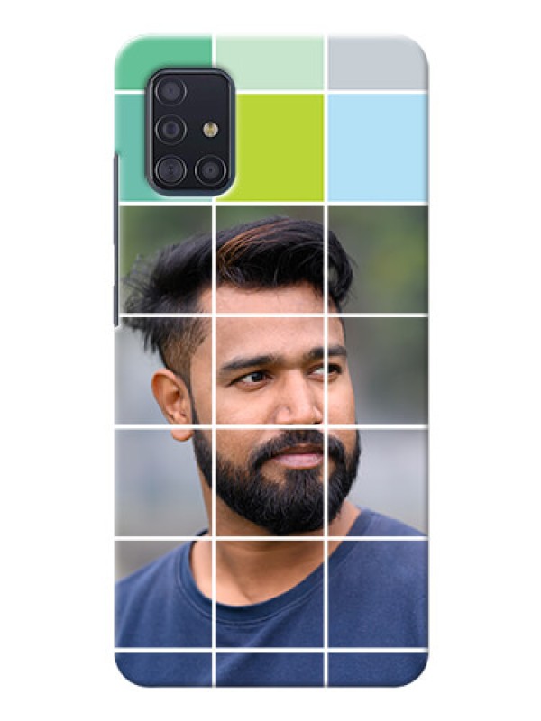 Custom Galaxy A51 personalised phone covers with white box pattern 