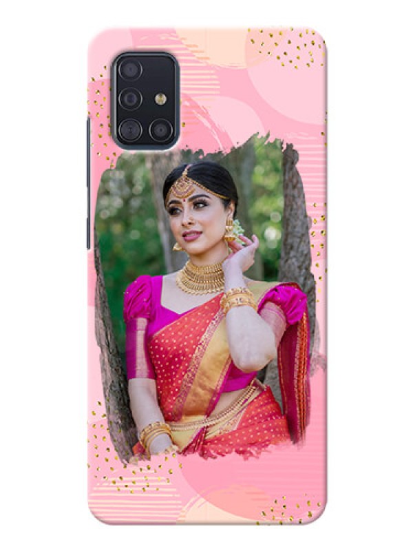 Custom Galaxy A51 Phone Covers for Girls: Gold Glitter Splash Design