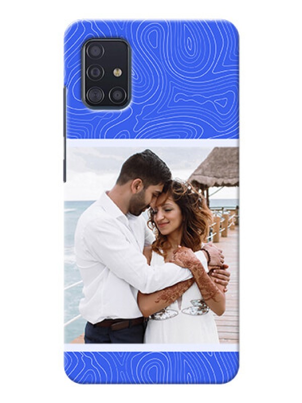 Custom Galaxy A51 Mobile Back Covers: Curved line art with blue and white Design