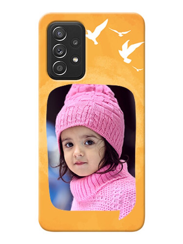 Custom Galaxy A52 4G Phone Covers: Water Color Design with Bird Icons