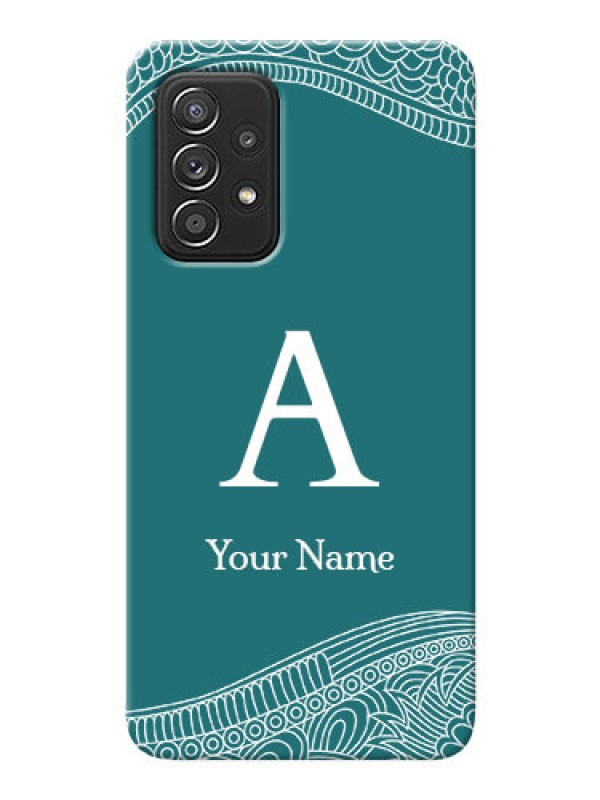 Custom Galaxy A52 Mobile Back Covers: line art pattern with custom name Design