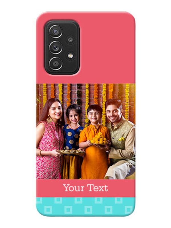 Custom Galaxy A52s 5G Mobile Back Covers: Peach & Blue Color Design