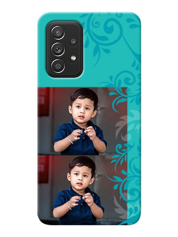 Custom Galaxy A52s 5G Mobile Cases with Photo and Green Floral Design 