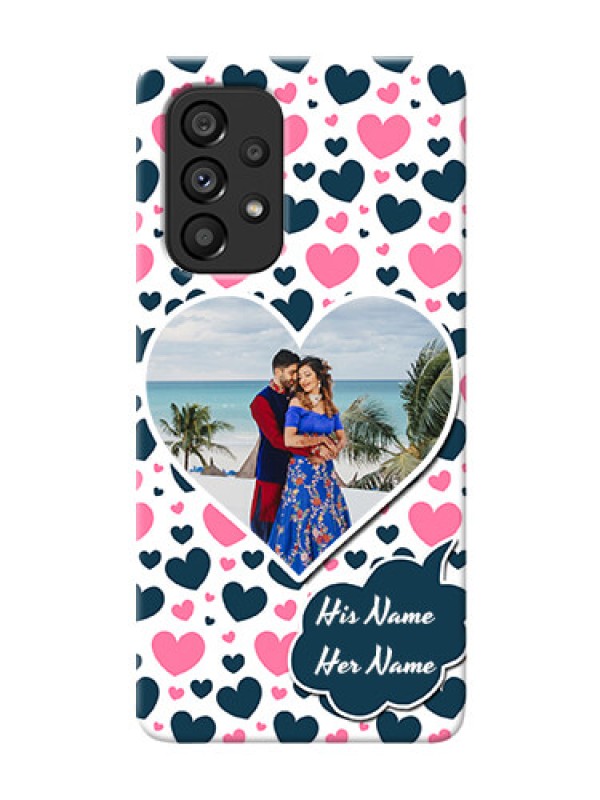 Custom Galaxy A53 5G Mobile Covers Online: Pink & Blue Heart Design