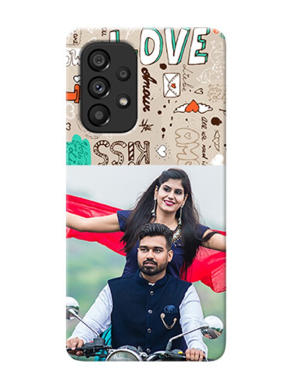Custom Galaxy A53 5G Personalised mobile covers: Love Doodle Pattern 