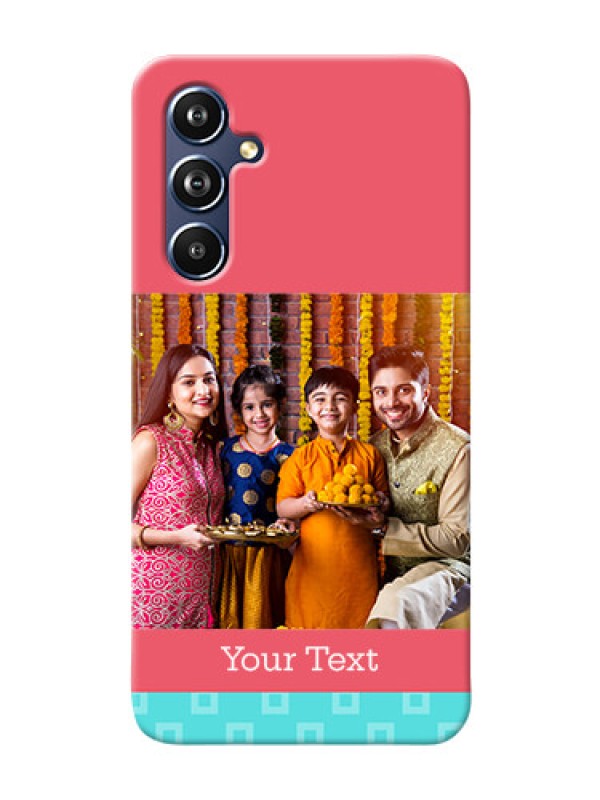 Custom Galaxy A54 5G Mobile Back Covers: Peach & Blue Color Design