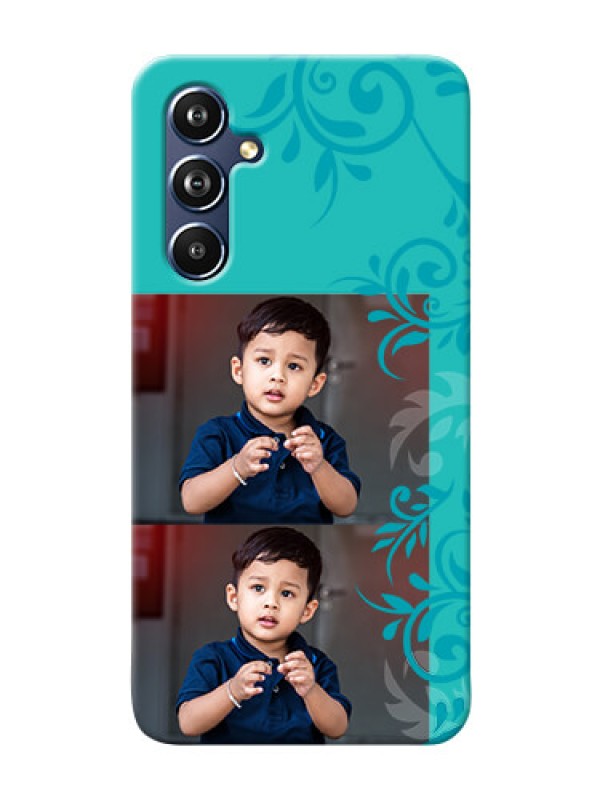 Custom Galaxy A54 5G Mobile Cases with Photo and Green Floral Design 