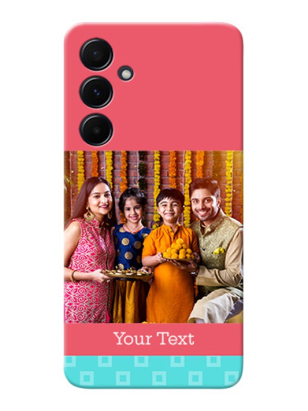 Custom Galaxy A55 5G Mobile Back Covers: Peach & Blue Color Design