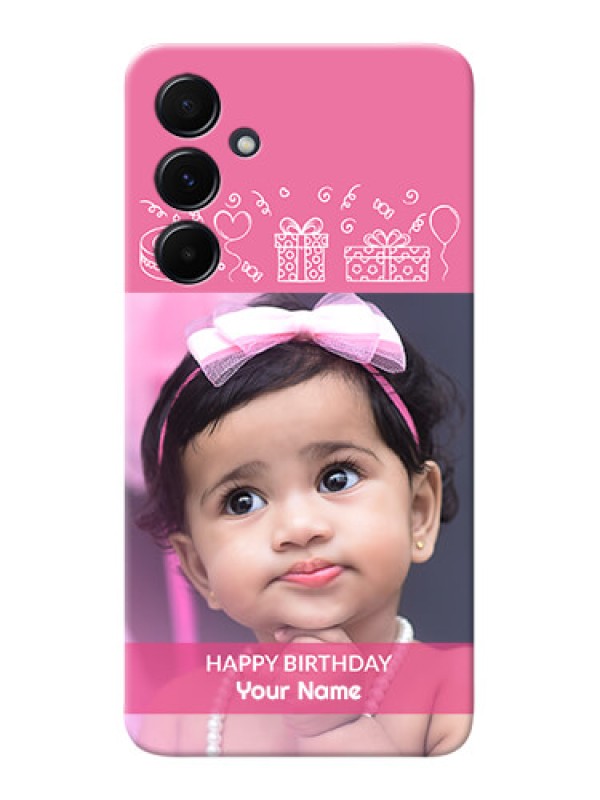 Custom Galaxy A55 5G Custom Mobile Cover with Birthday Line Art Design