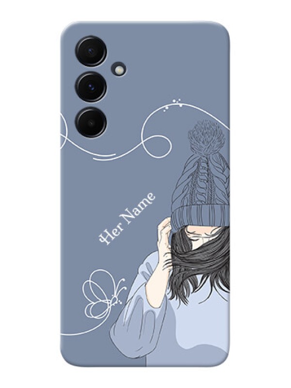 Custom Galaxy A55 5G Custom Mobile Case with Girl in winter outfit Design