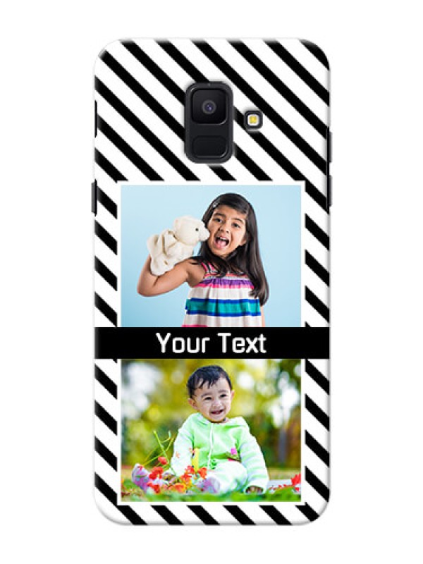 Custom Samsung Galaxy A6 2018 2 image holder with black and white stripes Design