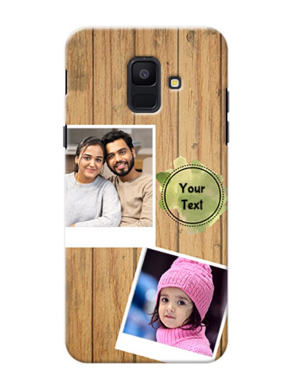 Custom Samsung Galaxy A6 2018 3 image holder with wooden texture  Design
