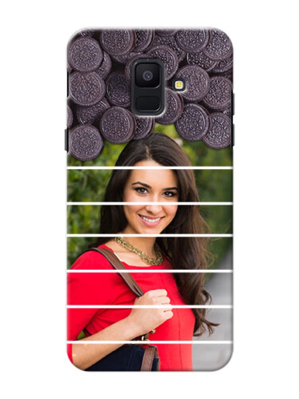 Custom Samsung Galaxy A6 2018 oreo biscuit pattern with white stripes Design