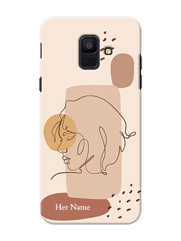 Custom Galaxy A6 2018 Custom Phone Covers: Calm Woman line art Design
