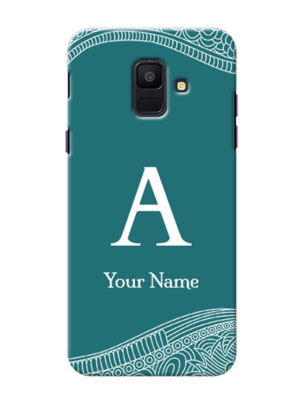 Custom Galaxy A6 2018 Mobile Back Covers: line art pattern with custom name Design