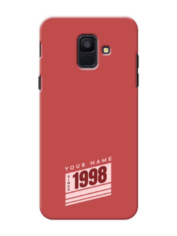 Custom Galaxy A6 2018 Phone Back Covers: Red custom year of birth Design