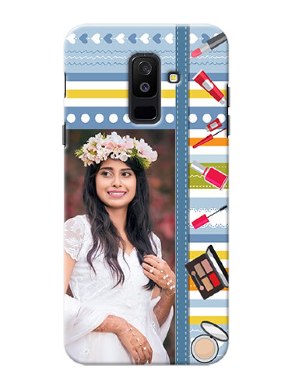 Custom Samsung Galaxy A6 Plus 2018 hand drawn backdrop with makeup icons Design