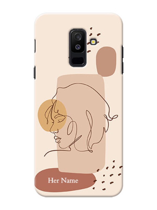 Custom Galaxy A6 Plus 2018 Custom Phone Covers: Calm Woman line art Design