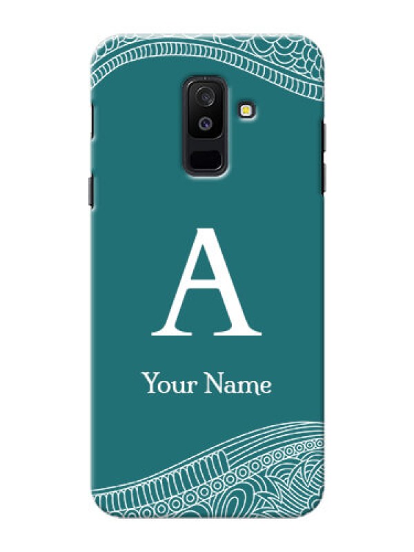 Custom Galaxy A6 Plus 2018 Mobile Back Covers: line art pattern with custom name Design