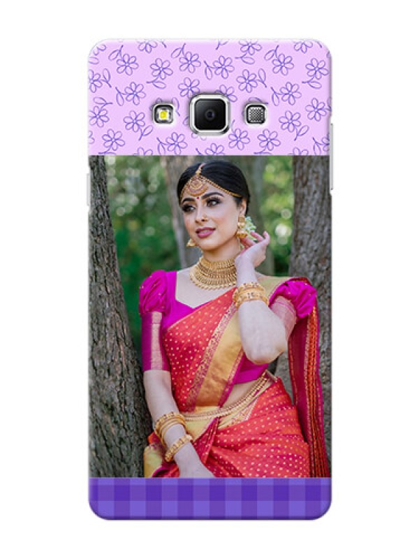 Custom Samsung Galaxy A7 (2015) Floral Design Purple Pattern Mobile Cover Design