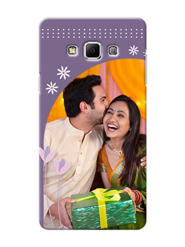 Custom Samsung Galaxy A7 (2015) lavender background with flower sprinkles Design