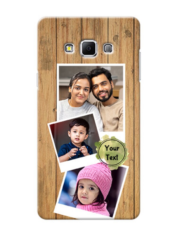 Custom Samsung Galaxy A7 (2015) 3 image holder with wooden texture  Design