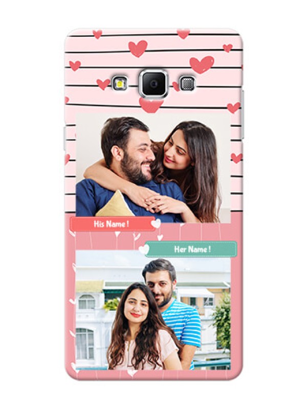 Custom Samsung Galaxy A7 (2015) 2 image holder with hearts Design