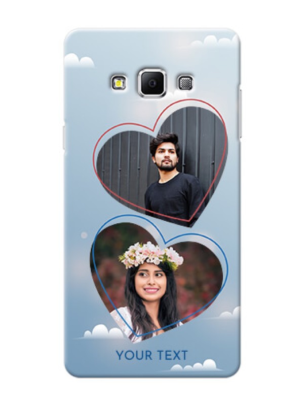 Custom Samsung Galaxy A7 (2015) couple heart frames with sky backdrop Design